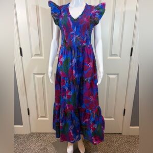Sugarlips Vibrant Blue and Pink Floral Maxi Dress